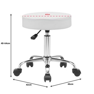 Office stool with wheels Uficio Pu in white shade 46x42x48-64cm