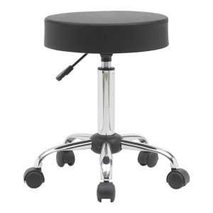 Office stool with wheels Uficio Pu in black shade 46x42x48-64cm