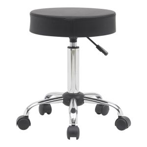Office stool with wheels Uficio Pu in black shade 46x42x48-64cm