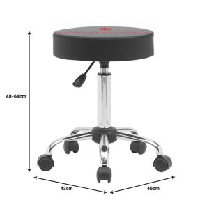 Office stool with wheels Uficio Pu in black shade 46x42x48-64cm