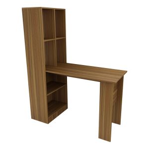 Office desk with shelf, melamine, walnut color, 120x150cm