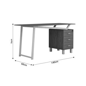 Office desk with drawers Prosper melamine color Walnut-black140x60x76cm