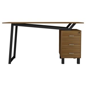 Office desk with drawers Prosper melamine color Walnut-black140x60x76cm