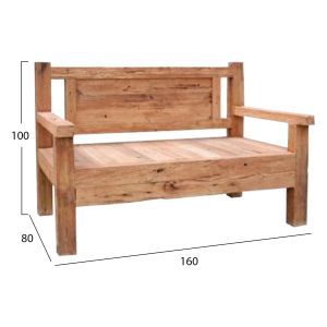 3-seater bench made of recycled wood 160x80x100hcmhm9454,01