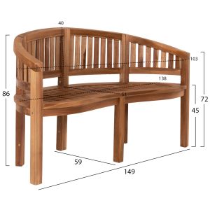 Bench Capo Hm9539 made of solid teak wood in natural color 149x59x86hcm