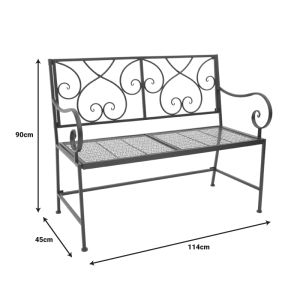 Cazpo metal bench in black color 114x45x90cm