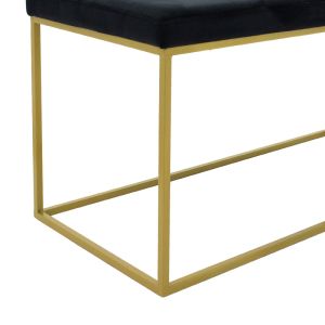 Odin bench with black plush fabric and gold metal frame 99x45x49cm