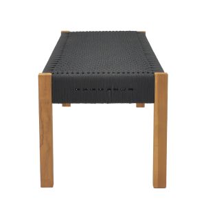Bench Uma teak and Pe rope in black shade 150x45x40cm