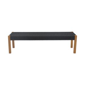 Bench Uma teak and rope in black shade 120x45x40cm