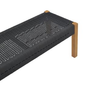 Bench Uma teak and rope in black shade 120x45x40cm