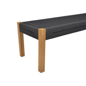 Bench Uma teak and rope in black shade 120x45x40cm