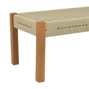 Uma bench, teak wood and rope in natural color 150x45x40cm