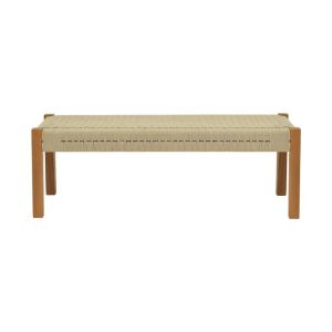 Uma bench, teak wood and rope in natural color 150x45x40cm