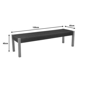 Uma bench, teak wood and rope in natural color 150x45x40cm