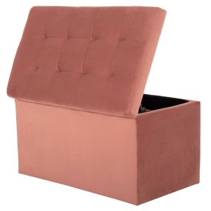 Bench with storage chest Punk ash rose plush 90x50x52hcm Hm279.12
