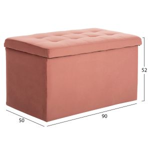 Bench with storage chest Punk ash rose plush 90x50x52hcm Hm279.12