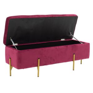 Bench-chest Jaxdark red with gold metal legs 108x38x40cm