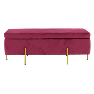 Bench-chest Jaxdark red with gold metal legs 108x38x40cm