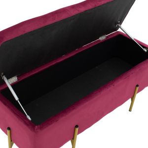 Bench-chest Jaxdark red with gold metal legs 108x38x40cm
