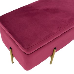 Bench-chest Jaxdark red with gold metal legs 108x38x40cm