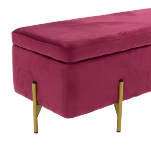 Bench-chest Jaxdark red with gold metal legs 108x38x40cm