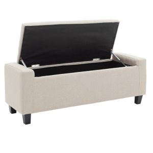 Sahir chest bench with beige textile upholstery and black wooden legs 109x40x39cm