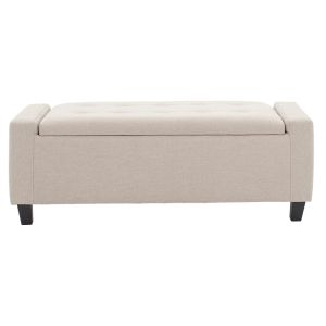 Sahir chest bench with beige textile upholstery and black wooden legs 109x40x39cm