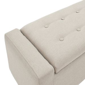 Sahir chest bench with beige textile upholstery and black wooden legs 109x40x39cm
