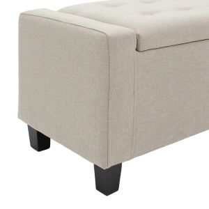 Sahir chest bench with beige textile upholstery and black wooden legs 109x40x39cm