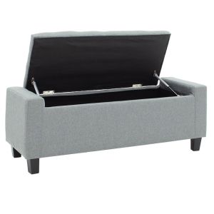 Sahir chest bench with gray textile upholstery and black wooden legs 109x40x39cm