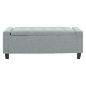 Sahir chest bench with gray textile upholstery and black wooden legs 109x40x39cm