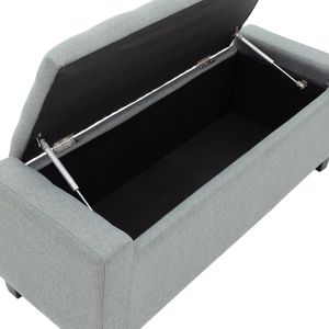 Sahir chest bench with gray textile upholstery and black wooden legs 109x40x39cm