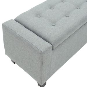 Sahir chest bench with gray textile upholstery and black wooden legs 109x40x39cm