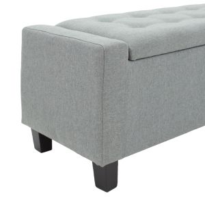 Sahir chest bench with gray textile upholstery and black wooden legs 109x40x39cm