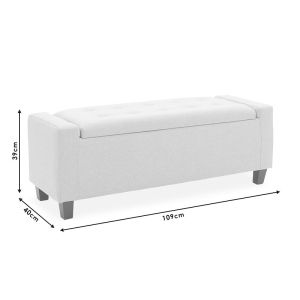 Sahir chest bench with gray textile upholstery and black wooden legs 109x40x39cm