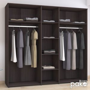 Five-door wardrobe "Luna" with a mirror in wenge color 220x52x200cm