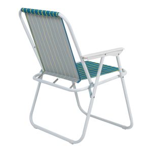 BEACH CAMPING CHAIR JETTE, GREEN AND YELLOW FABRIC WITH WHITE METAL FRAME, 53X56X73CM