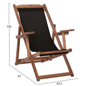 Beach chair beech solid wood - PVC seat with armrests 2x1 Hm11708,05t 62,5x97x105cm