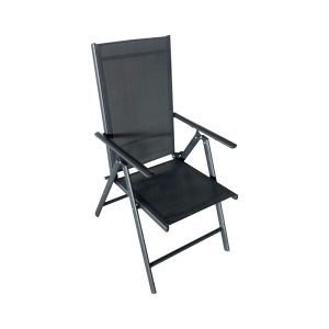 Beach chair made of anthracite aluminum and gray textile, 65x56x106cm