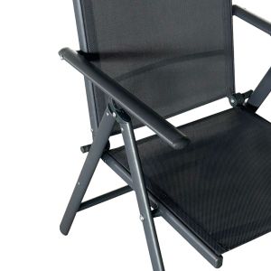 Beach chair made of anthracite aluminum and gray textile, 65x56x106cm