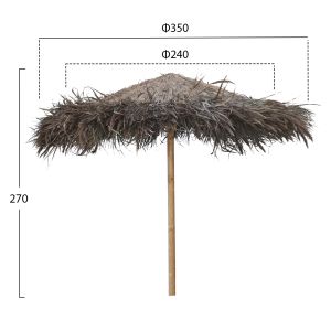 Tropical beach umbrella with supports D240x270hcm Hm5897
