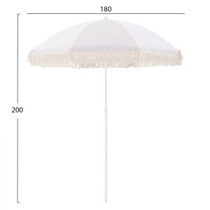 Beach umbrella with frictions beige macrame Hm5775,01 8 radii D180x200m,