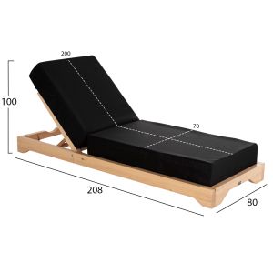 Beach lounger Ikaria Hm10623,01solid pine-black cushion 20cm Thick