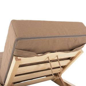 Beach lounger Ikaria Hm10623,04 pine solid wood - cushions textile color mocha 20cm thickness