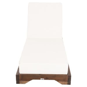 Beach lounger Ikaria solid pine wood walnut color textile ecru color 20cm cushion thickness Hm10622,02
