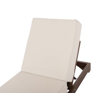 Beach lounger Ikaria solid pine wood walnut color textile ecru color 20cm cushion thickness Hm10622,02