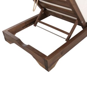 Beach lounger Ikaria solid pine wood walnut color textile ecru color 20cm cushion thickness Hm10622,02