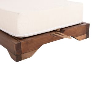 Beach lounger Ikaria solid pine wood walnut color textile ecru color 20cm cushion thickness Hm10622,02
