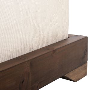 Beach lounger Ikaria solid pine wood walnut color textile ecru color 20cm cushion thickness Hm10622,02