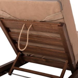 Beach lounger Ikaria solid pine wood walnut color textile mocha color 20cm cushion thickness 20cm Hm10622.04